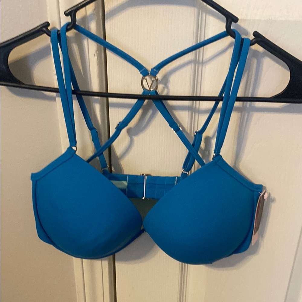 Victoria's Secret Blue Bra with Strappy Back and Molded Cups